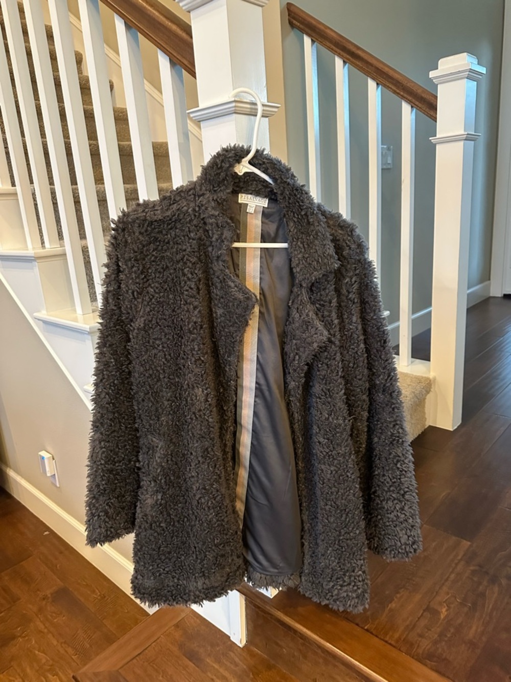 P.J. Salvage Charcoal Gray Faux Sherpa Jacket